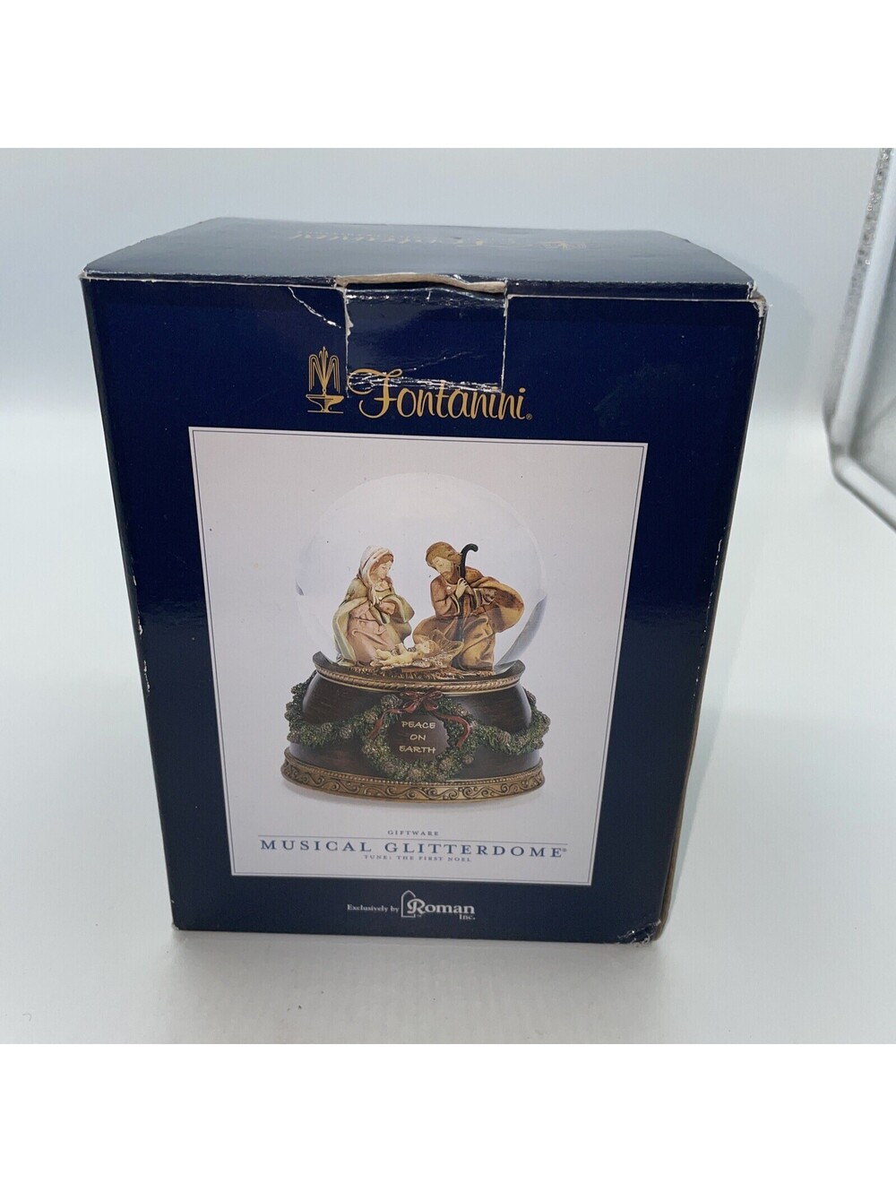 Fontanini Musical Glitterdome Snow Globe Holy Family Plays the First Noel